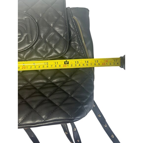 Bebe Los Angeles Back Pack Black Quilted Side Zip Purse - Picture 11 of 14